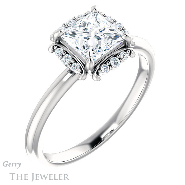 Princess Cut Forever One Moissanite Engagement Ring #GTJ984-square-fo-w