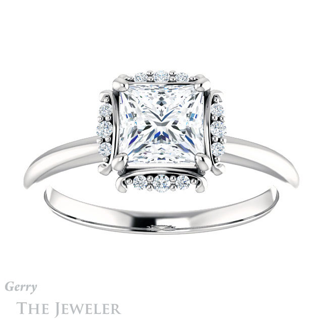 Princess Cut Forever One Moissanite Engagement Ring #GTJ984-square-fo-w