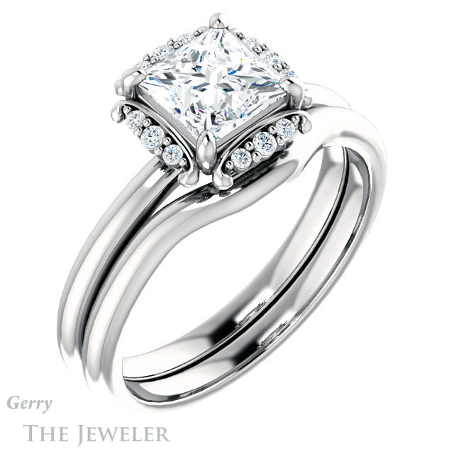 Princess Cut Forever One Moissanite Engagement Ring #GTJ984-square-fo-w