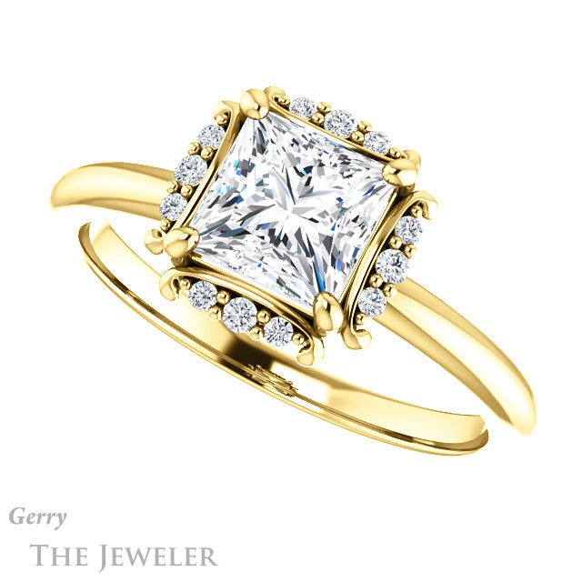 Princess Cut Forever One Moissanite Engagement Ring #GTJ984-square-fo-y
