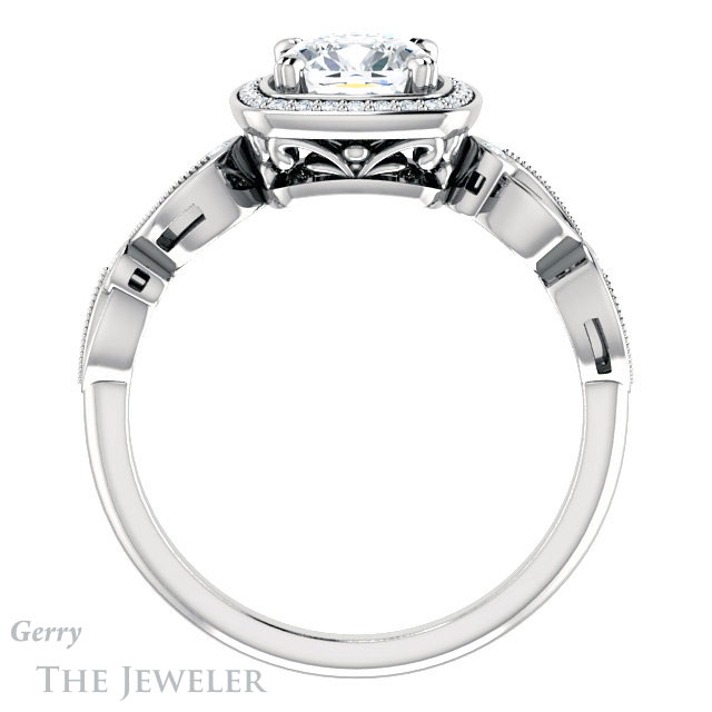 Cushion Cut Forever One Moissanite Engagement Ring #GTJ986-cushion-fo-w