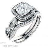 Cushion Cut Forever One Moissanite Engagement Ring #GTJ986-cushion-fo-w 6 Cushion Cut Forever One Moissanite Engagement Ring #GTJ986-cushion-fo-w