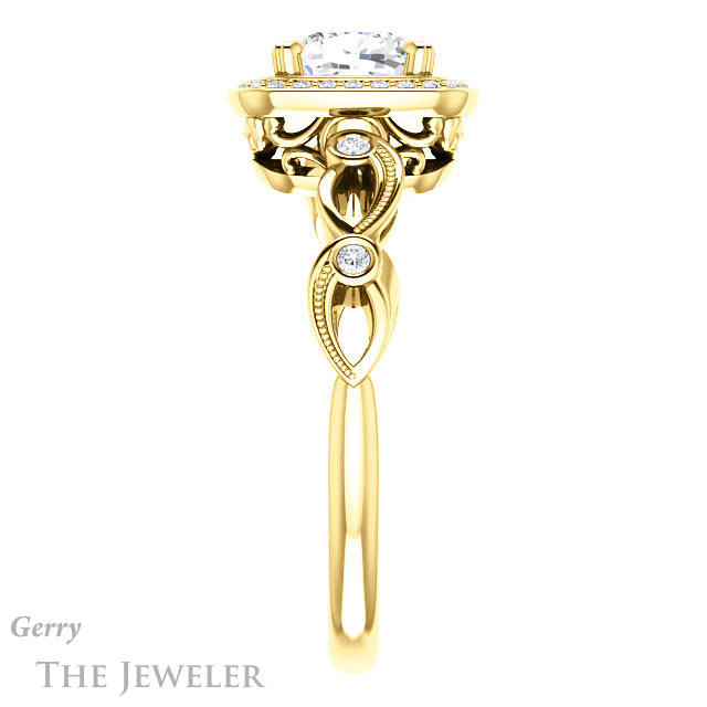 Cushion Cut Forever One Moissanite Engagement Ring #GTJ986-cushion-fo-y 3 Cushion Cut Forever One Moissanite Engagement Ring #GTJ986-cushion-fo-y