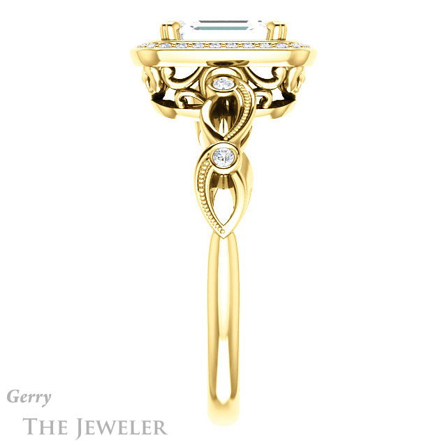 Emerald Cut Forever Brilliant Moissanite Engagement Ring #GTJ986-emerald-fb-y