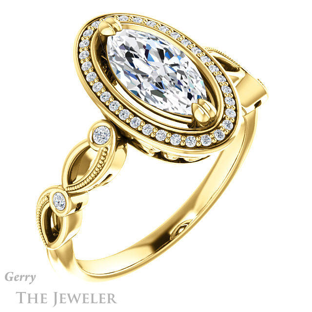 Marquise Cut Forever Brilliant Moissanite Engagement Ring #GTJ986-marquise-fb-y