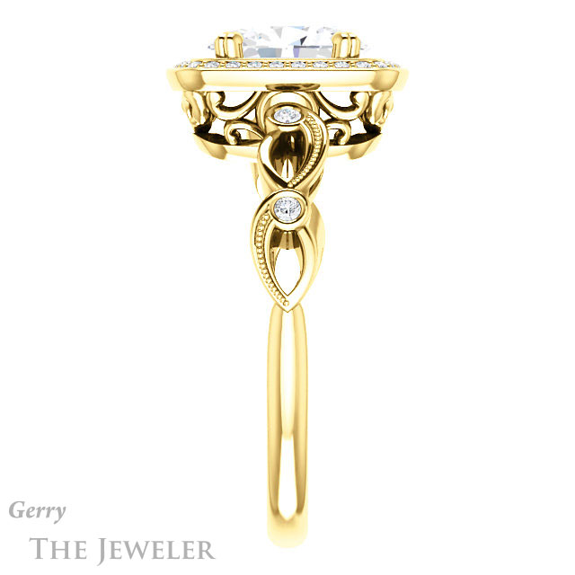 Oval Shaped Forever One Moissanite Engagement Ring #GTJ986-oval-fo-y 3 Oval Shaped Forever One Moissanite Engagement Ring #GTJ986-oval-fo-y