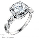 Round Cut Forever One Moissanite Engagement Ring #GTJ986-round-fo-w 4 Round Cut Forever One Moissanite Engagement Ring #GTJ986-round-fo-w