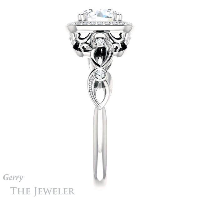 Round Cut Forever One Moissanite Engagement Ring #GTJ986-round-fo-w 3 Round Cut Forever One Moissanite Engagement Ring #GTJ986-round-fo-w