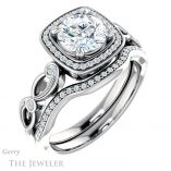Round Cut Forever One Moissanite Engagement Ring #GTJ986-round-fo-w 6 Round Cut Forever One Moissanite Engagement Ring #GTJ986-round-fo-w