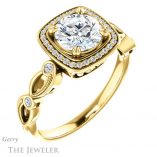 Round Cut Forever One Moissanite Engagement Ring #GTJ986-round-fo-y 4 Round Cut Forever One Moissanite Engagement Ring #GTJ986-round-fo-y