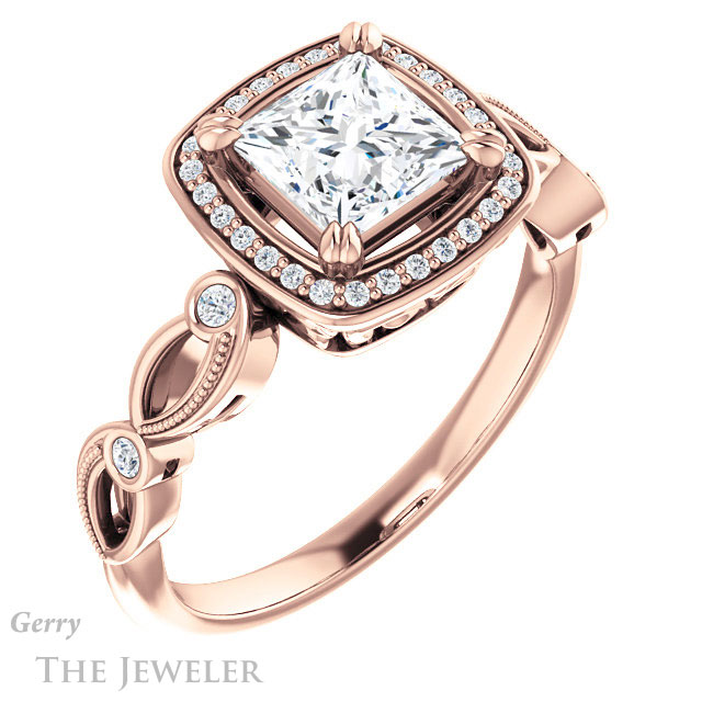 Princess Cut Forever One Moissanite Engagement Ring #GTJ986-square-fo-r 4 Princess Cut Forever One Moissanite Engagement Ring #GTJ986-square-fo-r