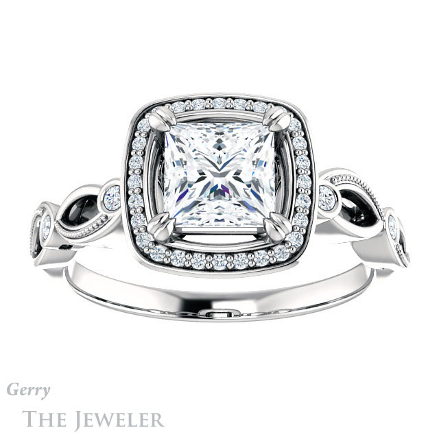 Princess Cut Forever One Moissanite Engagement Ring #GTJ986-square-fo-w