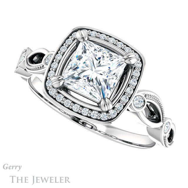 Princess Cut Forever One Moissanite Engagement Ring #GTJ986-square-fo-w