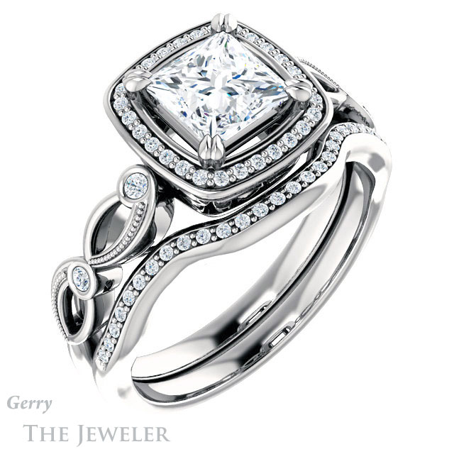 Princess Cut Forever One Moissanite Engagement Ring #GTJ986-square-fo-w