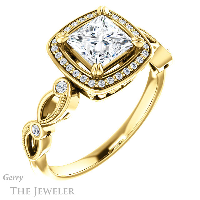 Princess Cut Forever One Moissanite Engagement Ring #GTJ986-square-fo-y 4 Princess Cut Forever One Moissanite Engagement Ring #GTJ986-square-fo-y