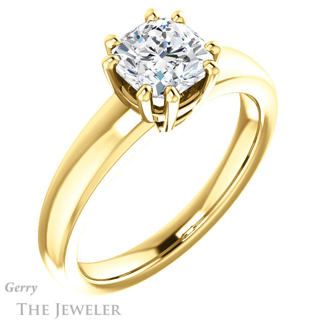 Cushion Cut Forever One Moissanite Engagement Ring #GTJ987-cushion-fo-y 4 Cushion Cut Forever One Moissanite Engagement Ring #GTJ987-cushion-fo-y