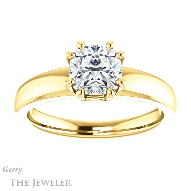 Cushion Cut Forever One Moissanite Engagement Ring #GTJ987-cushion-fo-y 1 Cushion Cut Forever One Moissanite Engagement Ring #GTJ987-cushion-fo-y