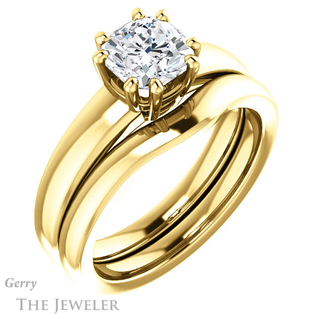 Cushion Cut Forever One Moissanite Engagement Ring #GTJ987-cushion-fo-y 6 Cushion Cut Forever One Moissanite Engagement Ring #GTJ987-cushion-fo-y