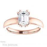 Emerald Cut Forever One Moissanite Engagement Ring #GTJ987-emerald-fb-r 1 Emerald Cut Forever Brilliant Moissanite Engagement Ring #GTJ987-emerald-fb-r