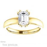 Emerald Cut Forever One Moissanite Engagement Ring #GTJ987-emerald-fb-y 1 Emerald Cut Forever Brilliant Moissanite Engagement Ring #GTJ987-emerald-fb-y