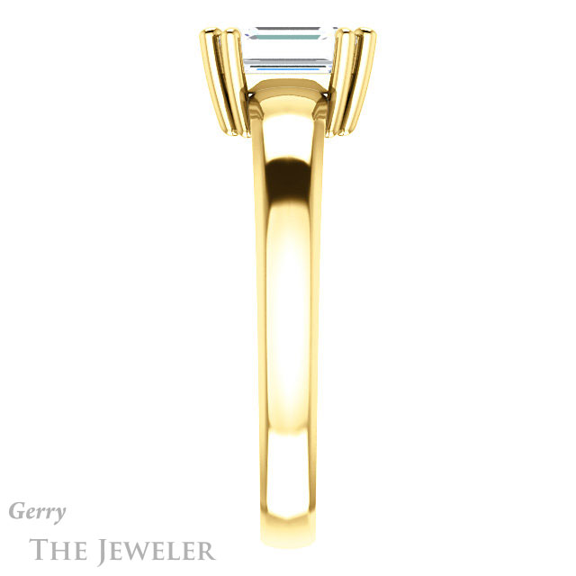 Emerald Cut Forever One Moissanite Engagement Ring #GTJ987-emerald-fb-y 3 Emerald Cut Forever Brilliant Moissanite Engagement Ring #GTJ987-emerald-fb-y