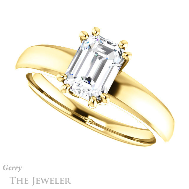 Emerald Cut Forever One Moissanite Engagement Ring #GTJ987-emerald-fb-y 5 Emerald Cut Forever Brilliant Moissanite Engagement Ring #GTJ987-emerald-fb-y