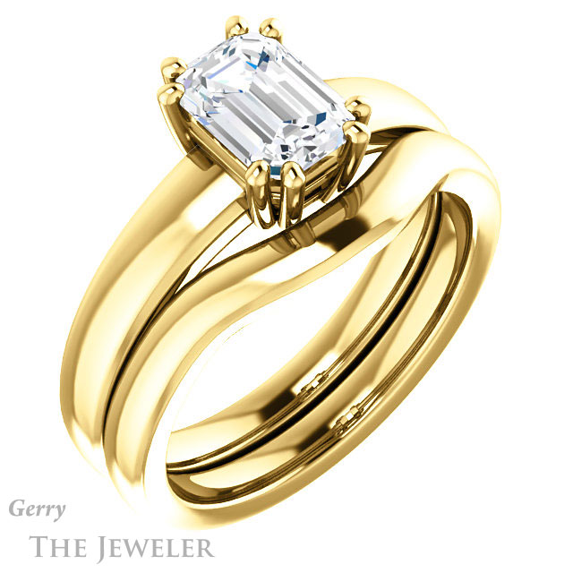 Emerald Cut Forever One Moissanite Engagement Ring #GTJ987-emerald-fb-y 6 Emerald Cut Forever Brilliant Moissanite Engagement Ring #GTJ987-emerald-fb-y
