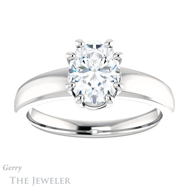 Oval Shaped Forever One Moissanite Engagement Ring #GTJ987-oval-fo-w