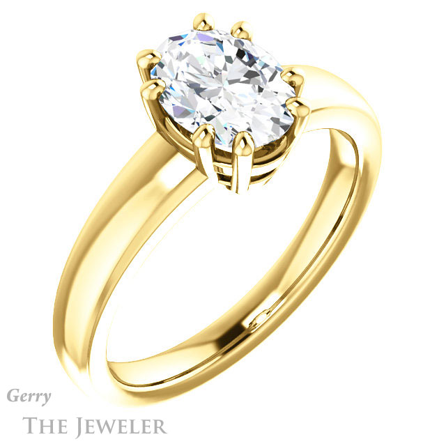 Oval Shaped Forever One Moissanite Engagement Ring #GTJ987-oval-fo-y 4 Oval Shaped Forever One Moissanite Engagement Ring #GTJ987-oval-fo-y