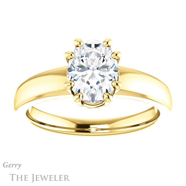 Oval Shaped Forever One Moissanite Engagement Ring #GTJ987-oval-fo-y 1 Oval Shaped Forever One Moissanite Engagement Ring #GTJ987-oval-fo-y