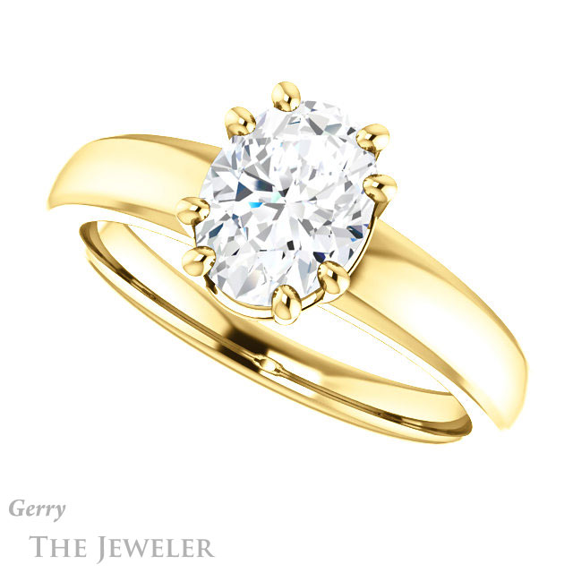 Oval Shaped Forever One Moissanite Engagement Ring #GTJ987-oval-fo-y 5 Oval Shaped Forever One Moissanite Engagement Ring #GTJ987-oval-fo-y