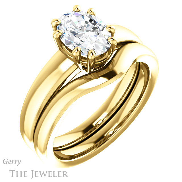 Oval Shaped Forever One Moissanite Engagement Ring #GTJ987-oval-fo-y 6 Oval Shaped Forever One Moissanite Engagement Ring #GTJ987-oval-fo-y