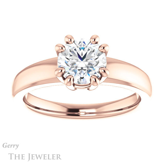 Round Cut Forever One Moissanite Engagement Ring #GTJ987-round-fo-r 1 Round Cut Forever One Moissanite Engagement Ring #GTJ987-round-fo-r