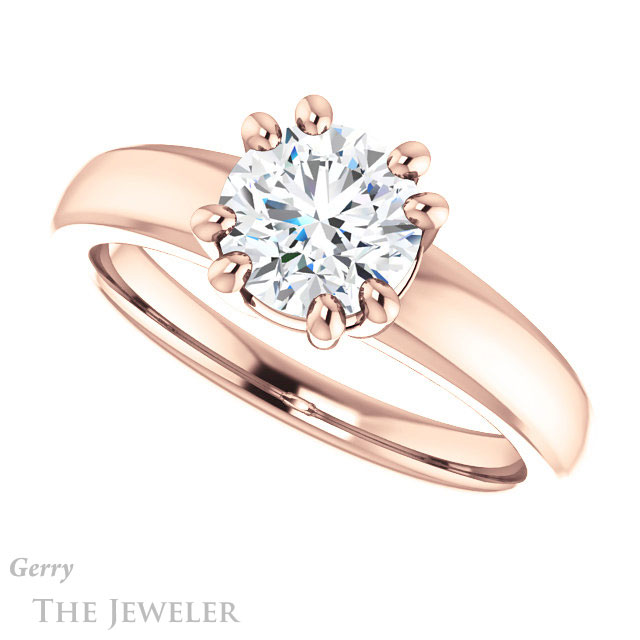 Round Cut Forever One Moissanite Engagement Ring #GTJ987-round-fo-r 5 Round Cut Forever One Moissanite Engagement Ring #GTJ987-round-fo-r