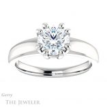 Round Cut Forever One Moissanite Engagement Ring #GTJ987-round-fo-w