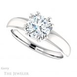 Round Cut Forever One Moissanite Engagement Ring #GTJ987-round-fo-w