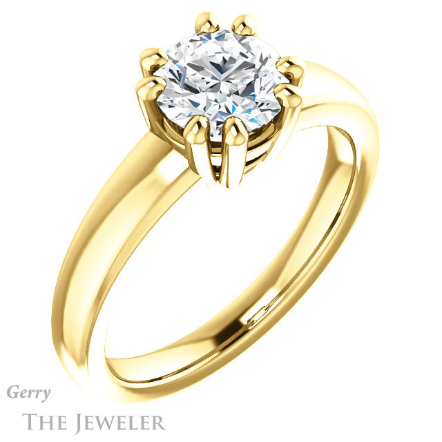 Round Cut Forever One Moissanite Engagement Ring #GTJ987-round-fo-y