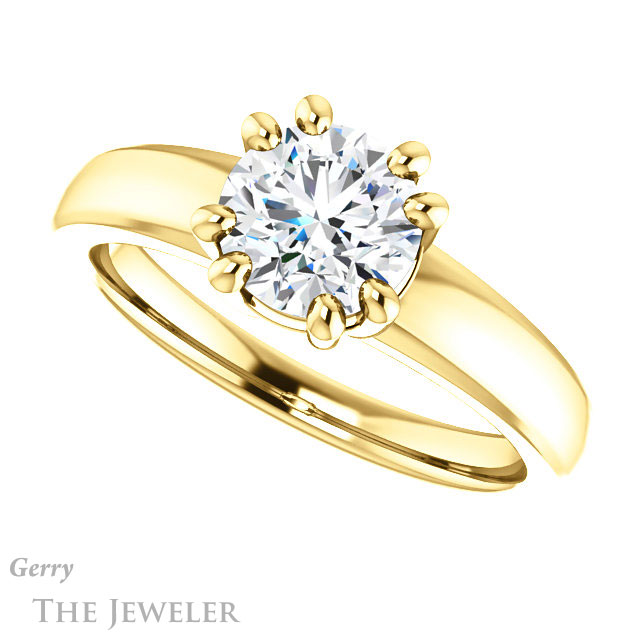 Round Cut Forever One Moissanite Engagement Ring #GTJ987-round-fo-y