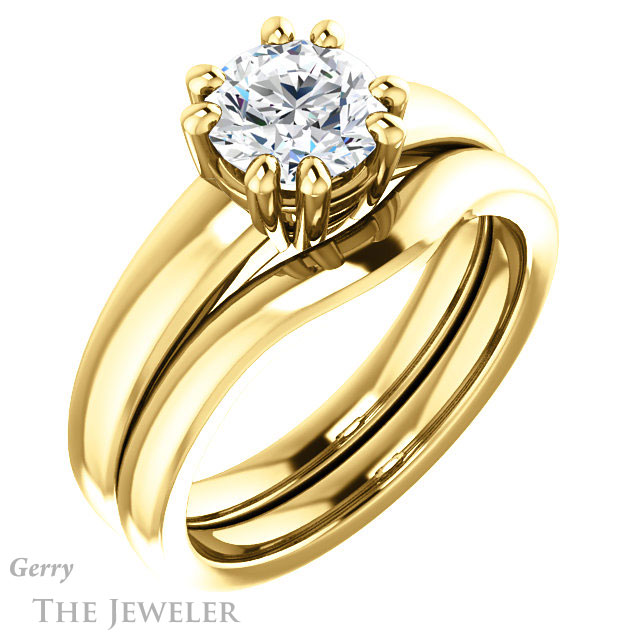 Round Cut Forever One Moissanite Engagement Ring #GTJ987-round-fo-y