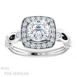 Cushion Cut Forever One Moissanite Engagement Ring #GTJ988-cushion-fo-w