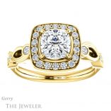 Cushion Cut Forever One Moissanite Engagement Ring #GTJ988-cushion-fo-y 1 Cushion Cut Forever One Moissanite Engagement Ring #GTJ988-cushion-fo-y