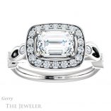 Emerald Cut Forever Brilliant Moissanite Engagement Ring #GTJ988-emerald-fb-w