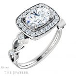 Oval Shaped Forever One Moissanite Engagement Ring #GTJ988-oval-fo-w 4 Oval Shaped Forever One Moissanite Engagement Ring #GTJ988-oval-fo-w