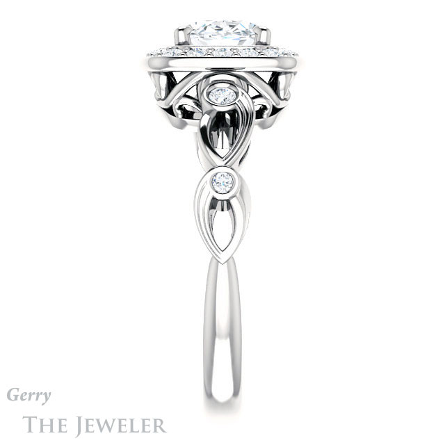 Oval Shaped Forever One Moissanite Engagement Ring #GTJ988-oval-fo-w 3 Oval Shaped Forever One Moissanite Engagement Ring #GTJ988-oval-fo-w