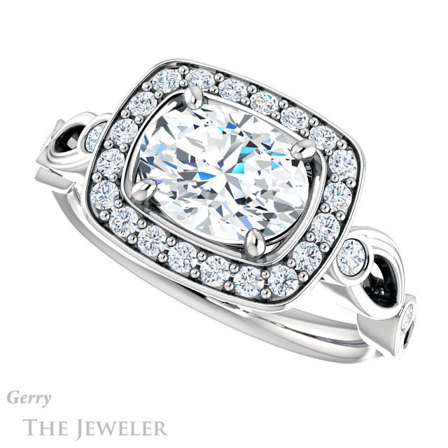 Oval Shaped Forever One Moissanite Engagement Ring #GTJ988-oval-fo-w 5 Oval Shaped Forever One Moissanite Engagement Ring #GTJ988-oval-fo-w