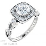 Round Cut Forever One Moissanite Engagement Ring #GTJ988-round-fo-w