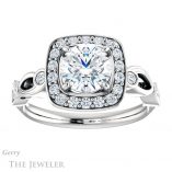 Round Cut Forever One Moissanite Engagement Ring #GTJ988-round-fo-w