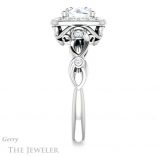 Round Cut Forever One Moissanite Engagement Ring #GTJ988-round-fo-w