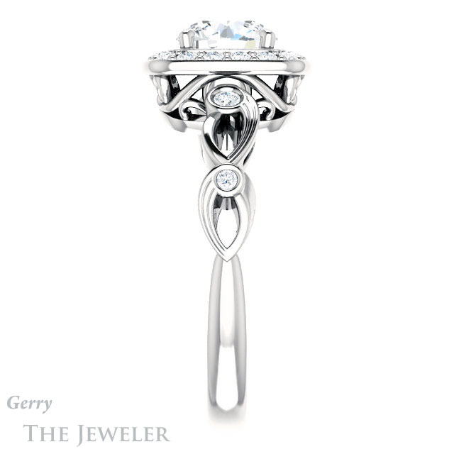 Round Cut Forever One Moissanite Engagement Ring #GTJ988-round-fo-w