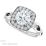 Round Cut Forever One Moissanite Engagement Ring #GTJ988-round-fo-w